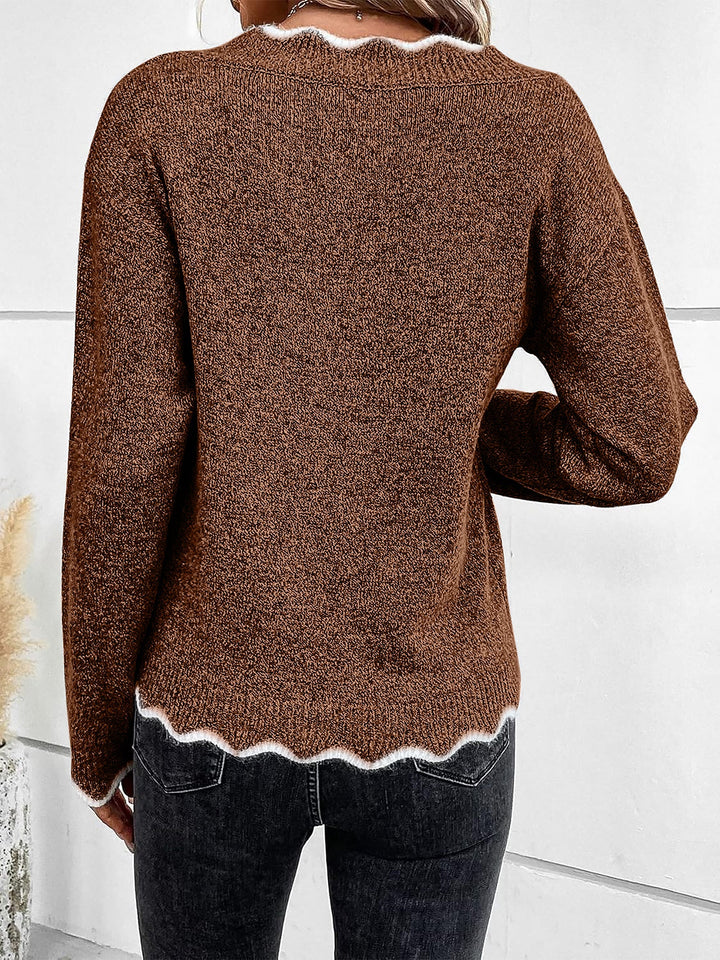 Soft fabric detail of a ladies' notch V-neck sweatshirt, offering ultimate comfort and chic style.
