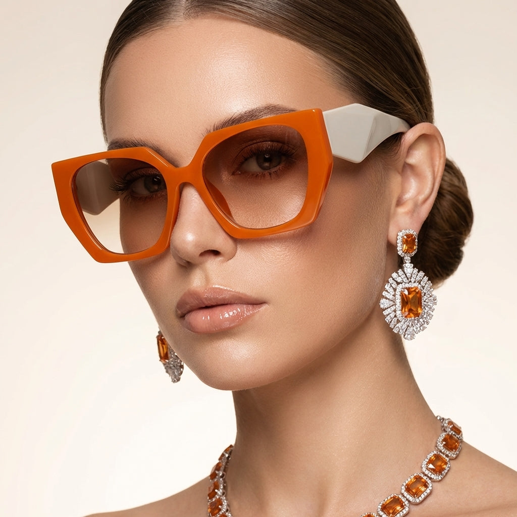 Women's chic oversized cat eye sunglasses with UV400 protection.