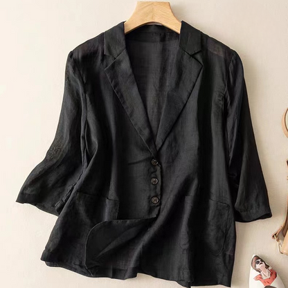 Elegant women's fashion blazer with a comfortable relaxed fit. Perfect chic outerwear for any occasion.