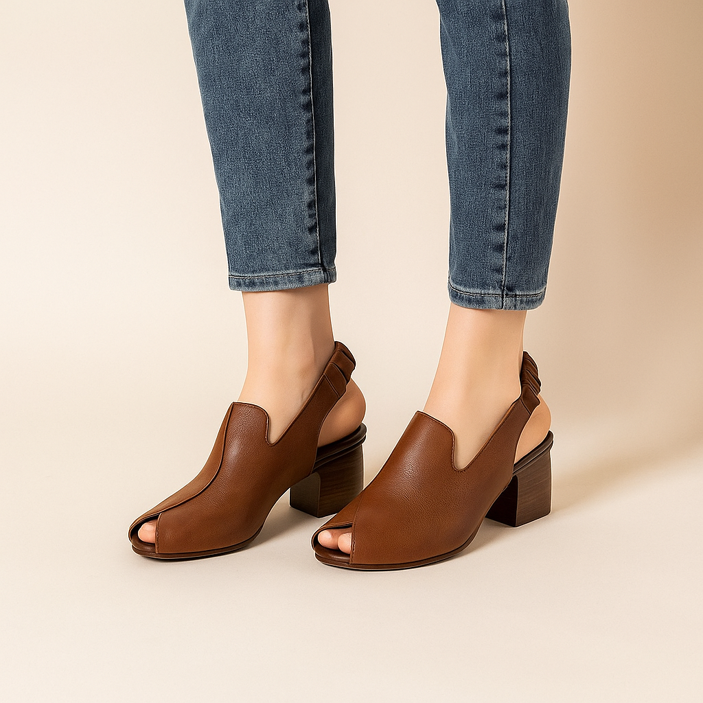 Women's chic slingback block heels for all-day comfort, versatile elegant footwear.