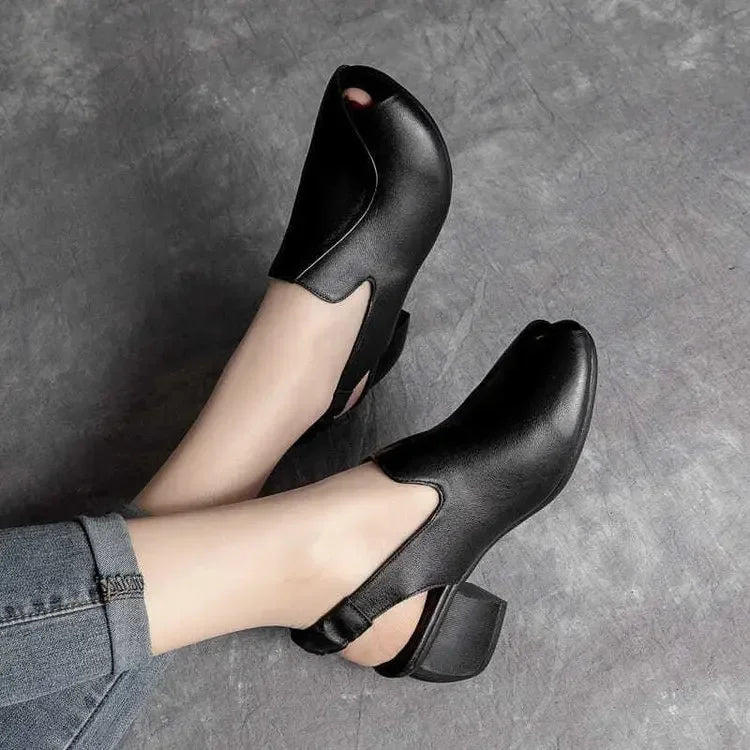Comfortable women's slingback heels with sturdy block heel, perfect versatile footwear.