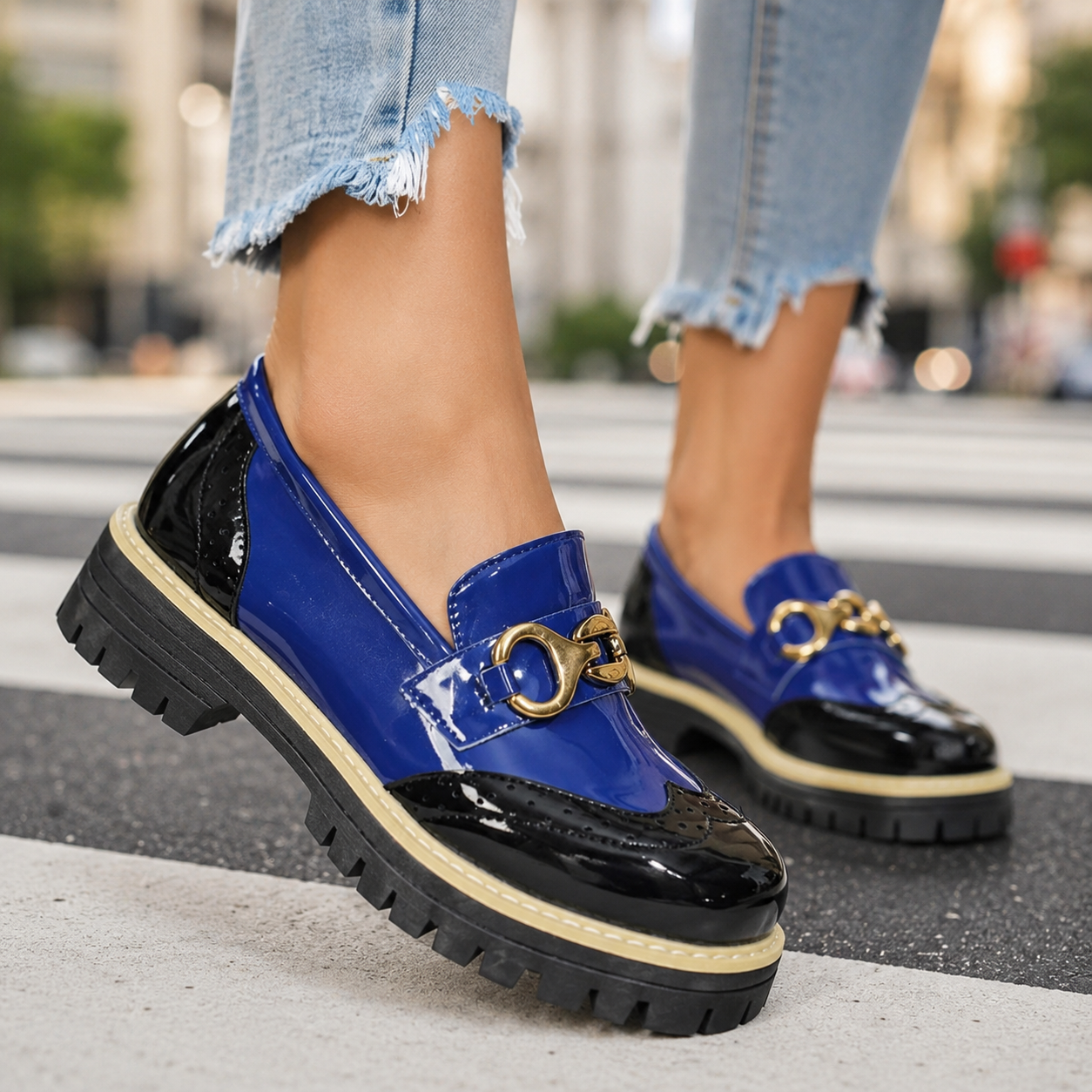 Women's chic slip-on loafers with elegant gold horsebit detail. Comfortable & versatile everyday fashion.