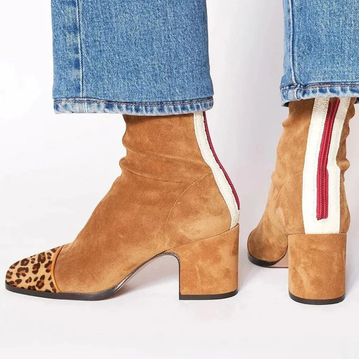 Versatile women's square toe heeled boots, modern design, comfortable & fashionable.