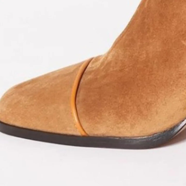 Women's fashion heeled boots, square toe, chic & comfortable for daily elegance.