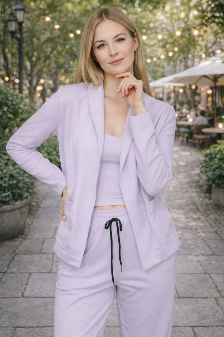 Women's elegant two-piece suit set. A versatile co-ord with a chic blazer and dress pants for any occasion.