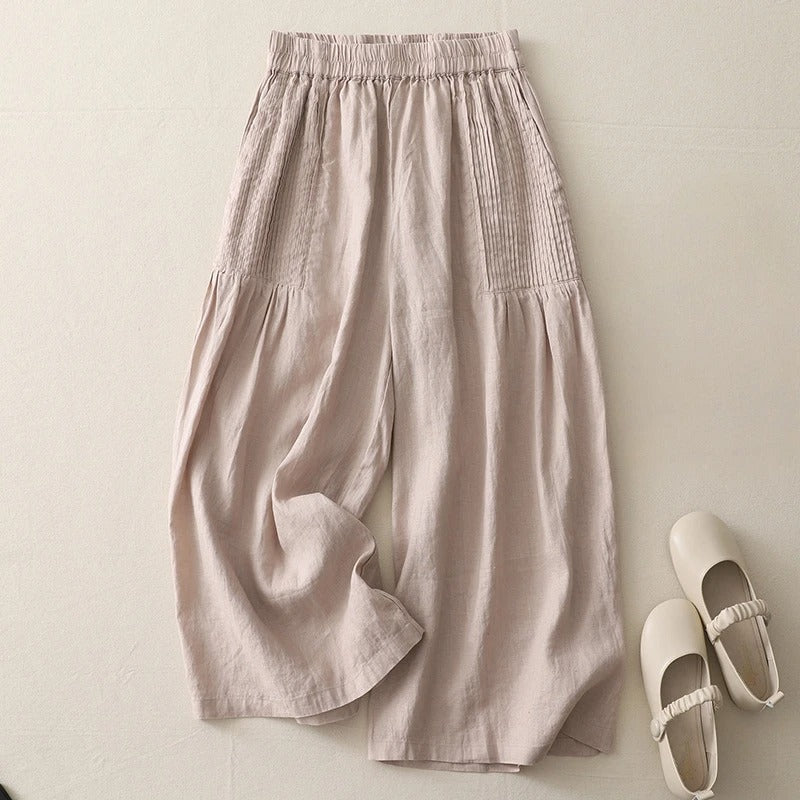 Stylish women's wide leg trousers with a relaxed, flowy silhouette. Comfortable and chic for summer & casual wear.