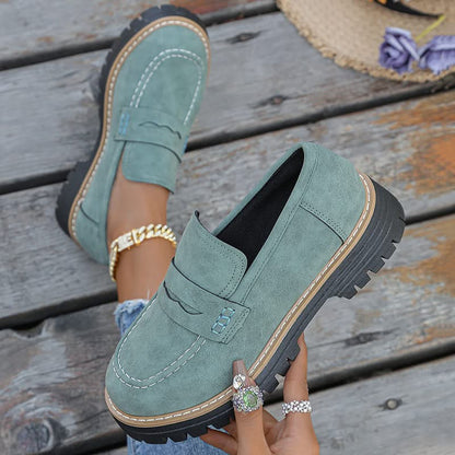 Chic women's chunky platform loafers, perfect for adding a trendy and comfortable touch to any outfit.