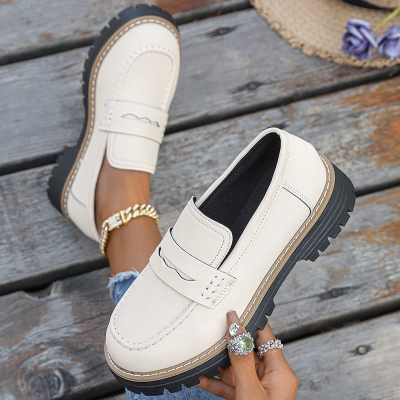 Chunky platform loafers for women, offering both style and comfort for all-day wear.