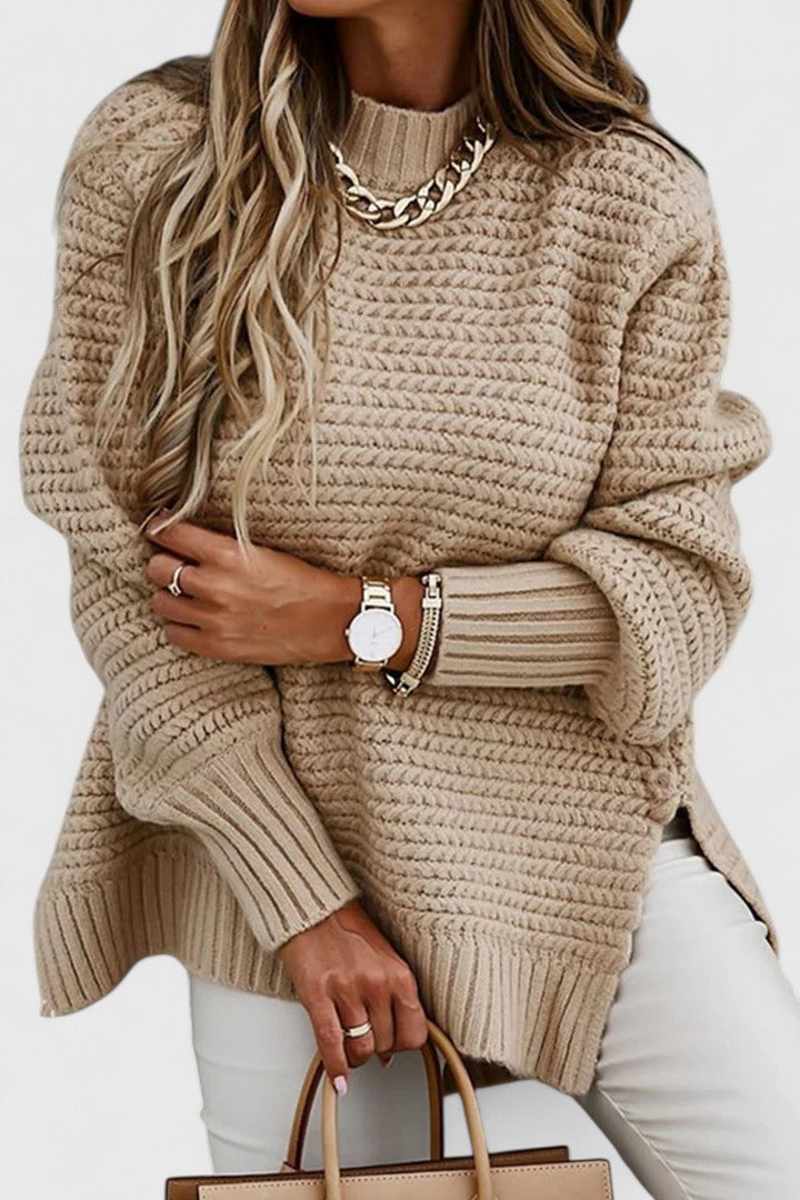 Everyday women's mock neck sweater. Chunky ribbed knit for ultimate warmth & cozy winter style.