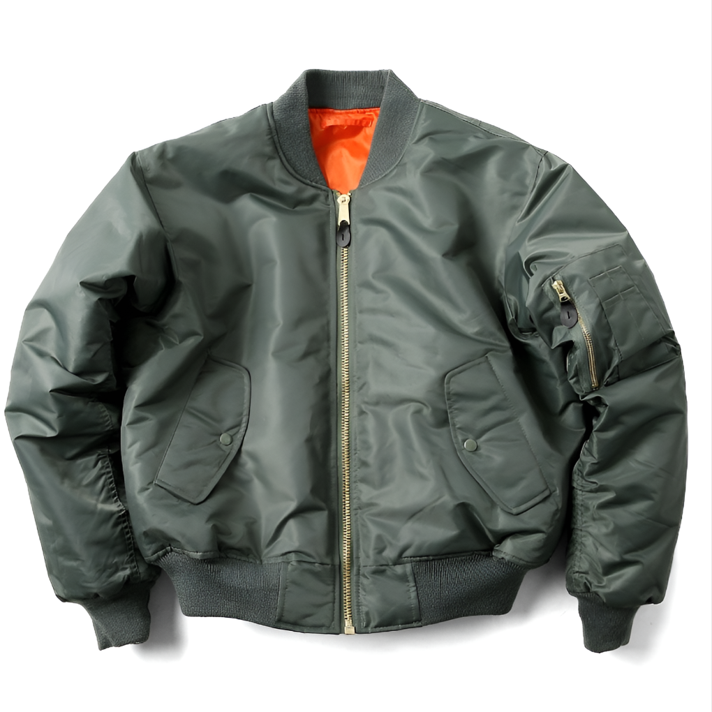 Women's classic bomber jacket, timeless style. Hip length, versatile outerwear for everyday fashion.