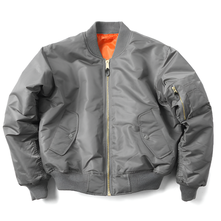 Woman modeling a classic bomber jacket. Timeless hip-length outerwear for stylish everyday fashion.