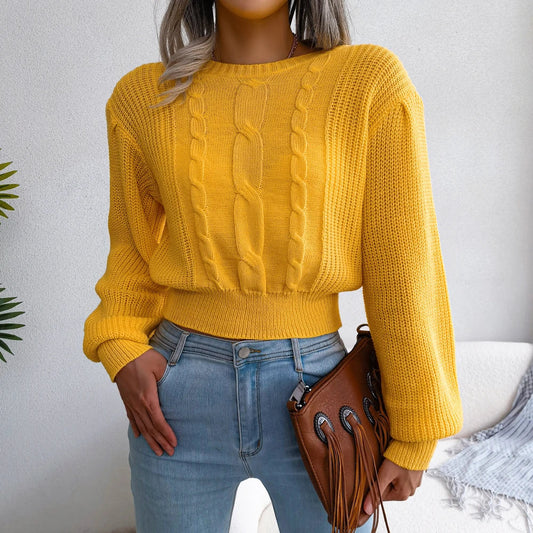 Women's classic cable knit sweater in a cozy, stylish fit, perfect for fall & winter fashion. Long sleeve casual top.