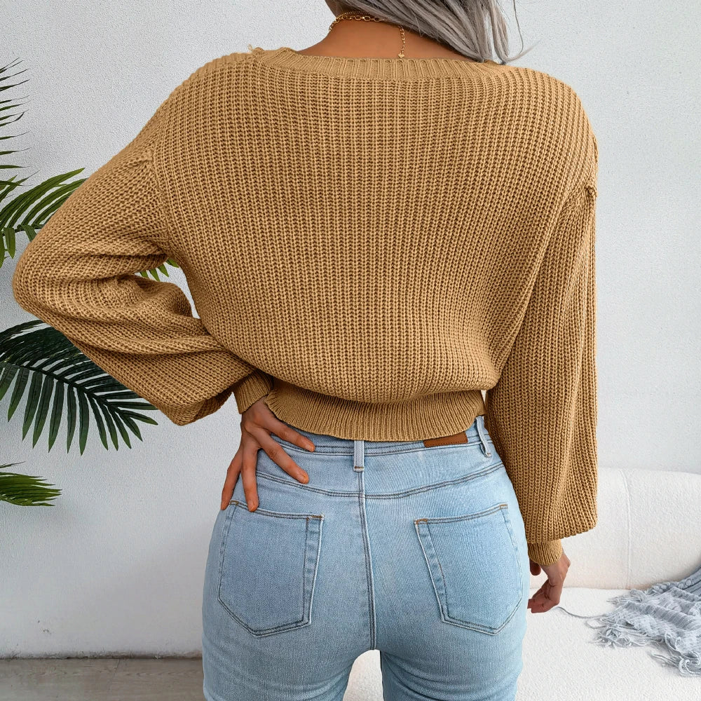 Women's versatile cable knit sweater, a stylish & cozy long sleeve top. Perfect for fall fashion and casual comfort.