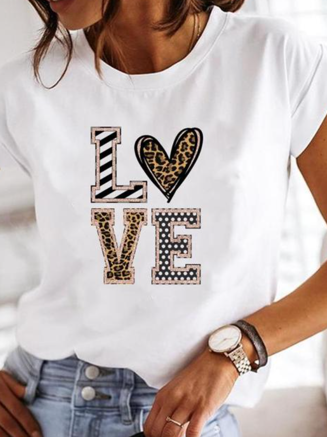 Simple white women's short sleeve t-shirt, perfect for summer casual wear. Relaxed fit comfortable everyday style.
