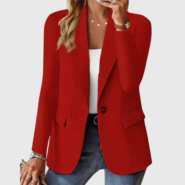 Women's classic single-breasted blazer with notch lapel. Perfect for professional office wear & business casual outfits.