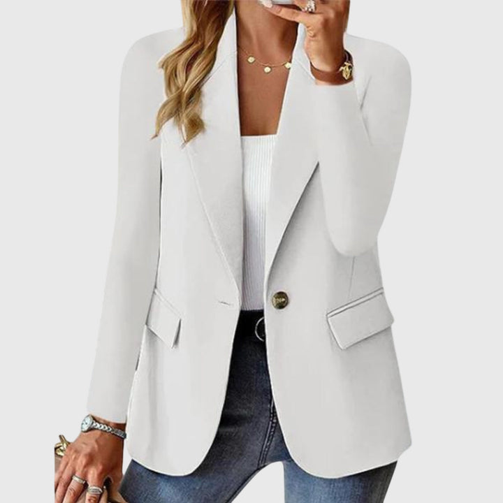 Tailored women's classic blazer, single-breasted with notch lapel. A versatile smart casual jacket for any occasion.