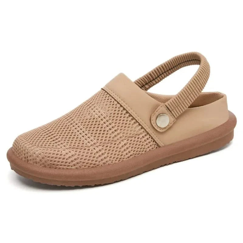 Side view of Cloudra women's slip-on clogs, highlighting breathable comfort and lightweight construction.
