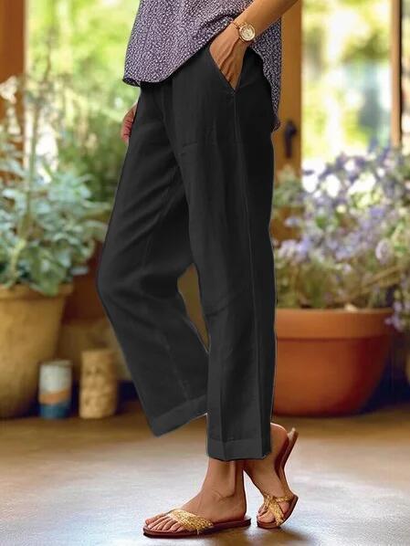 Comfortable & breathable women's flowy trousers, relaxed fit for summer. Great casual wear, elastic waist.