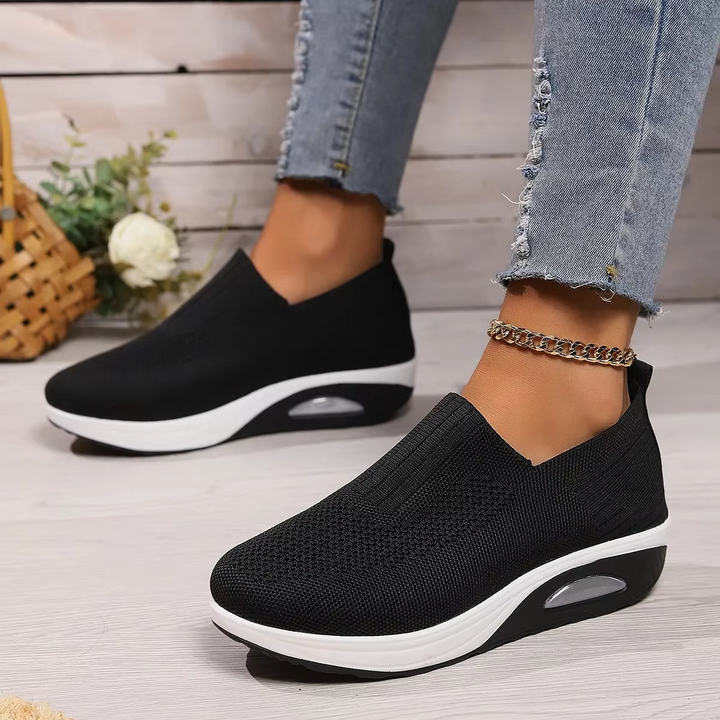 Orthopedic women's walking shoes with air cushion sole for ultimate comfort & foot support.