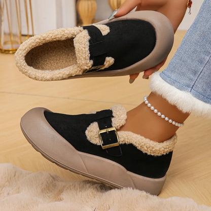 Fashionable women's clogs: cozy, warm, and comfortable slip-ons with a distinctive buckle.