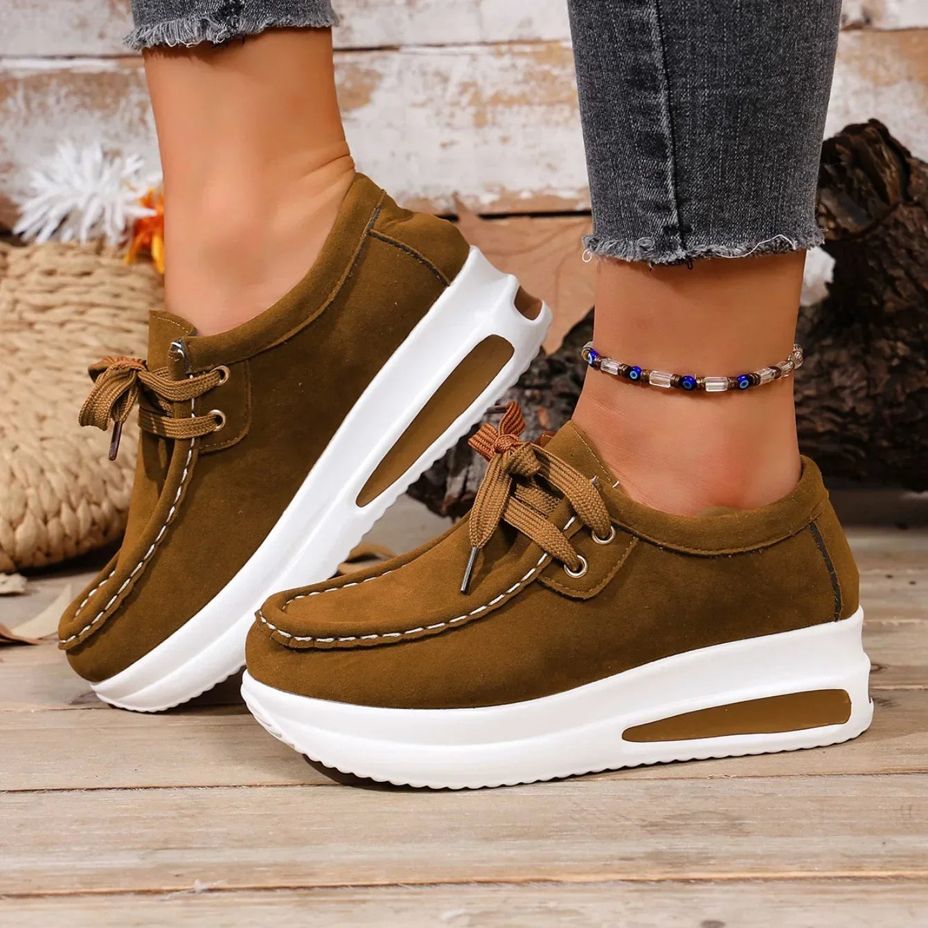 Close-up of women's orthopedic comfort walkers, breathable upper and secure lace-up fit.