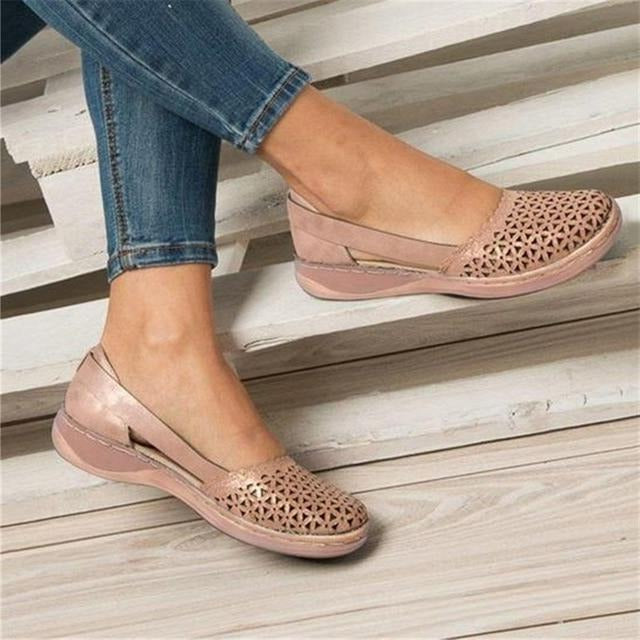 Black women's casual flats providing bunion relief, wide-fit comfort, and a fashionable, orthopedic style.