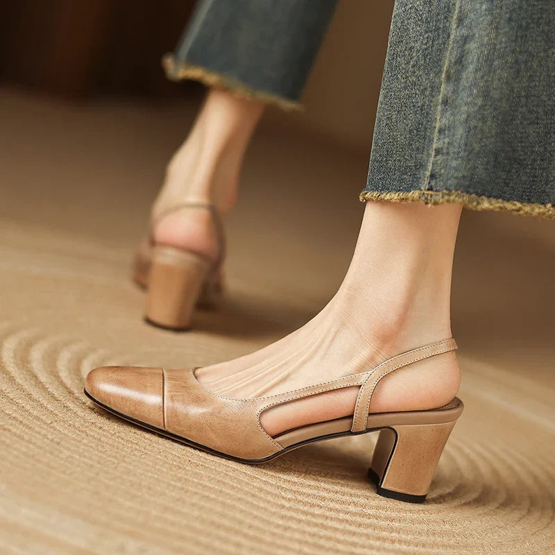 Comfortable women's block heel slingback pumps, perfect for formal events or casual chic.