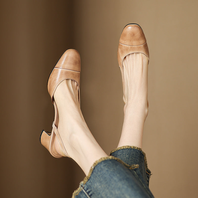 Versatile women's block heel pumps with a slingback strap and comfortable design.