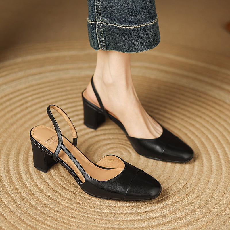 Elegant and comfortable women's block heel slingbacks, perfect versatile footwear for any outfit.