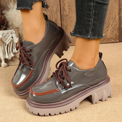 Women's platform shoes with a rugged lug sole, offering comfort, orthopedic support & shock absorption.
