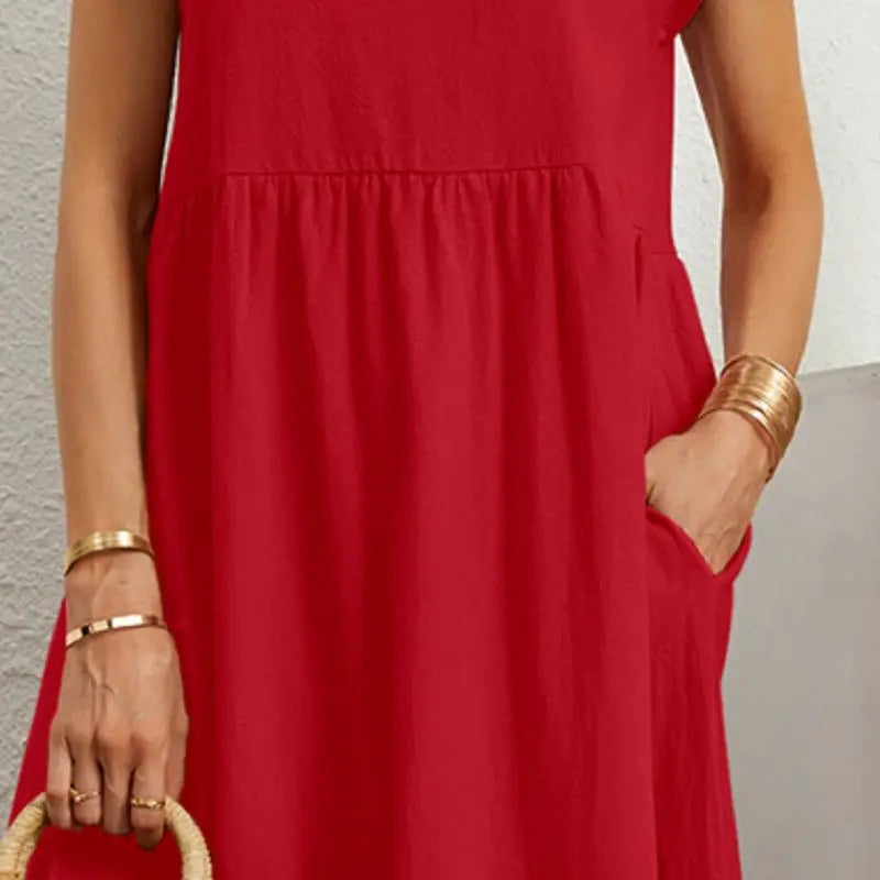 Light women's summer pocket dress, an easy-to-wear everyday casual staple for comfort.