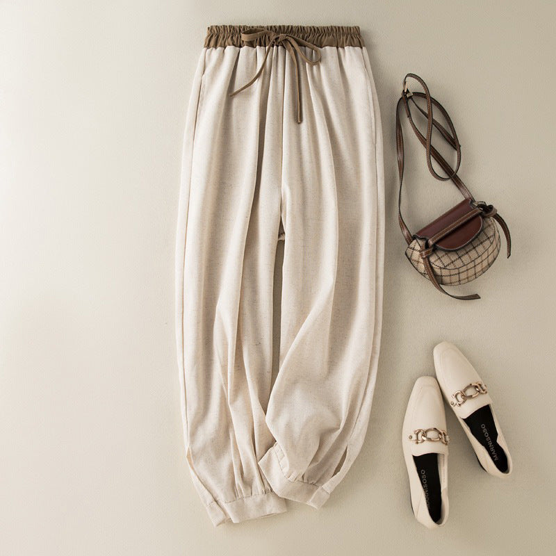 Green women's cuffed harem pants, perfect for spring/summer casual wear with a relaxed & comfortable fit.