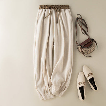 Green women's cuffed harem pants, perfect for spring/summer casual wear with a relaxed & comfortable fit.