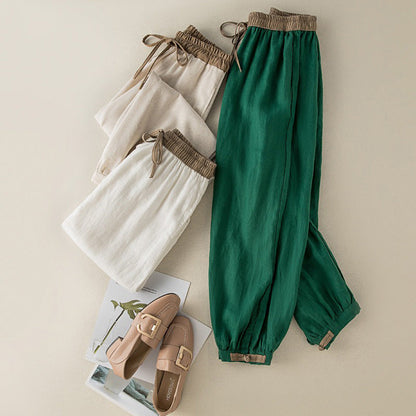 Relaxed fit women's harem pants with cuffed ankles, providing ultimate comfort for stylish casual wear.