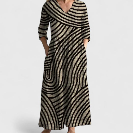 Women's comfortable everyday midi dress, relaxed fit, round neck, short sleeve, perfect for spring/summer casual style.