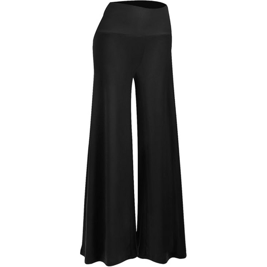 Women's comfortable high waist wide leg palazzo trousers.
