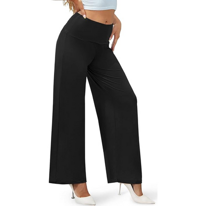 Stretchy high waist palazzo trousers for women, comfortable casual wear.