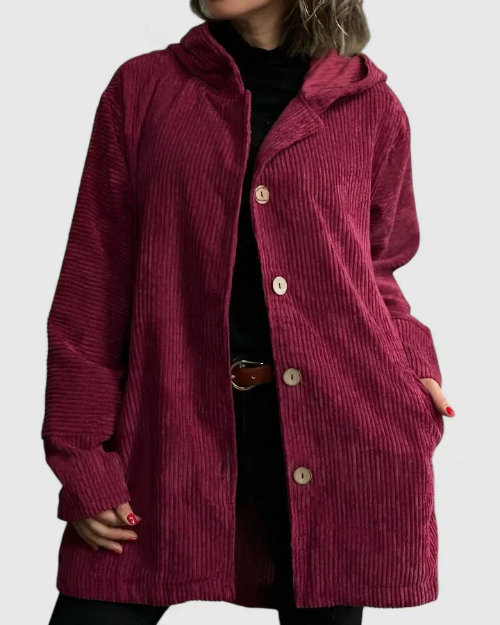 Warm women's hooded jacket for winter & autumn. Comfortable, casual outerwear for everyday layering.