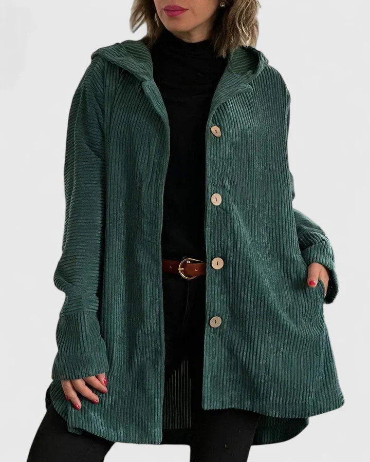 Soft, comfortable women's hooded jacket. Chic casual wear for everyday style & autumn/winter layering outerwear.