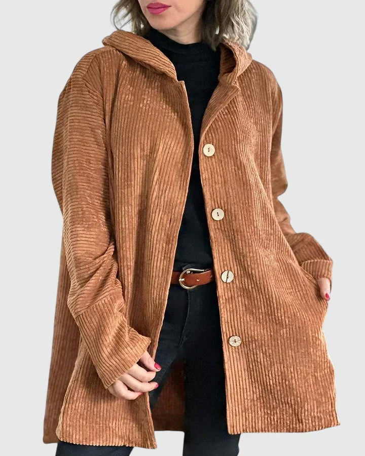 Chic women's hooded jacket, perfect for casual wear. Comfortable everyday style autumn/winter outerwear.