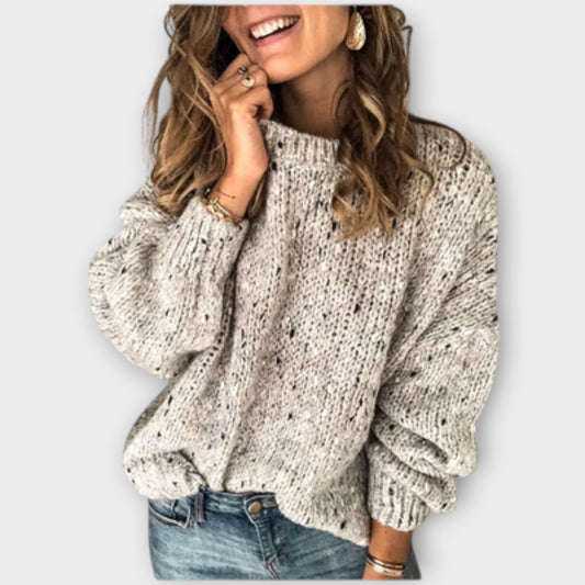 Women's comfortable knit sweater in a relaxed fit, perfect for everyday style. Long sleeve cozy top for fall fashion.