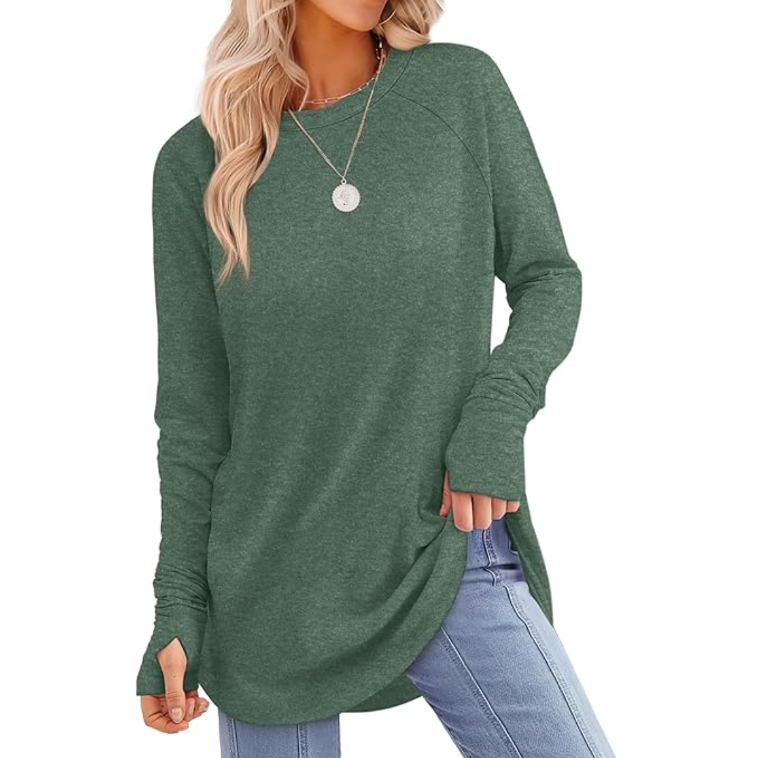 Stylish women's long sleeve tunic, super comfortable, ideal for everyday fashion & fall.