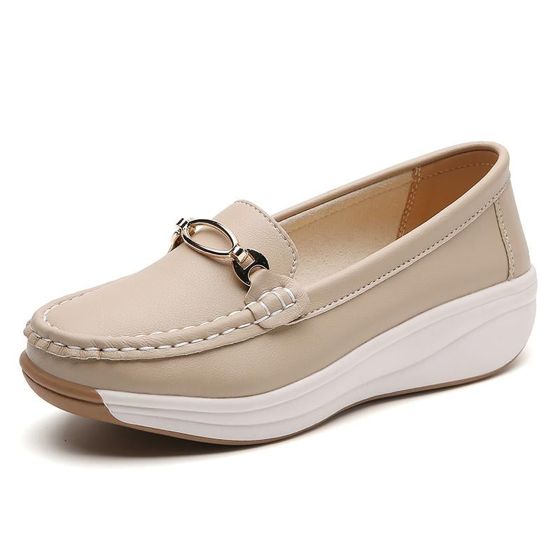 Versatile black women's casual loafers, orthopedic comfort shoes with arch support.