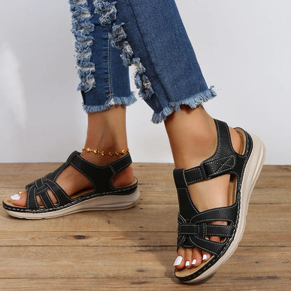 Stylish women's orthopedic sandals with elegant design and adjustable Velcro closure for custom comfort and support.