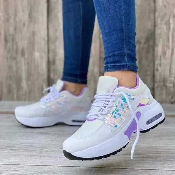 Cushioned women's orthopedic sneakers providing superior comfort and support for long walks.