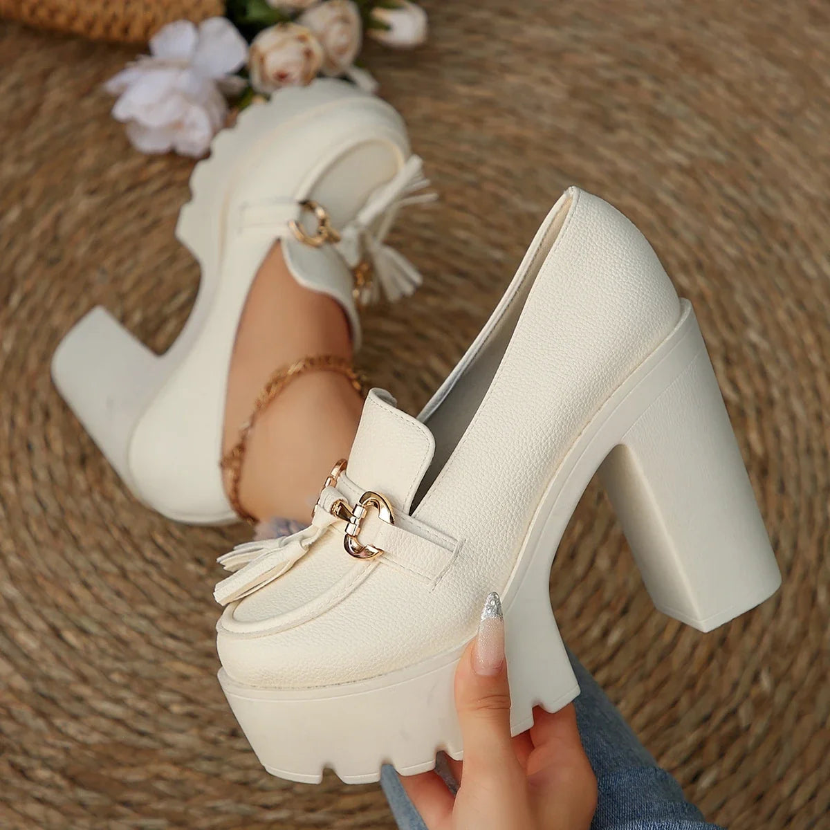 Comfortable women's dress platform loafers, perfect for both formal and casual settings, with arch support.