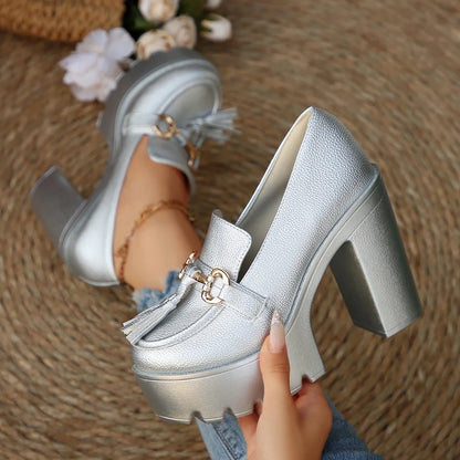 Premium women's comfort platform loafers, offering superb arch support and a stylish chunky sole.