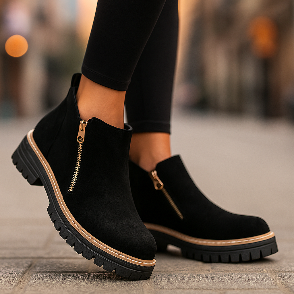 Stylish women's platform shoes with a side zip, durable design, and shock-absorbing orthopedic sole.