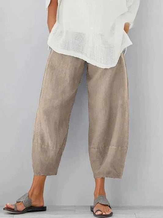 Women's comfortable relaxed fit linen leisure pants, perfect for summer casual wear & daily outfits.