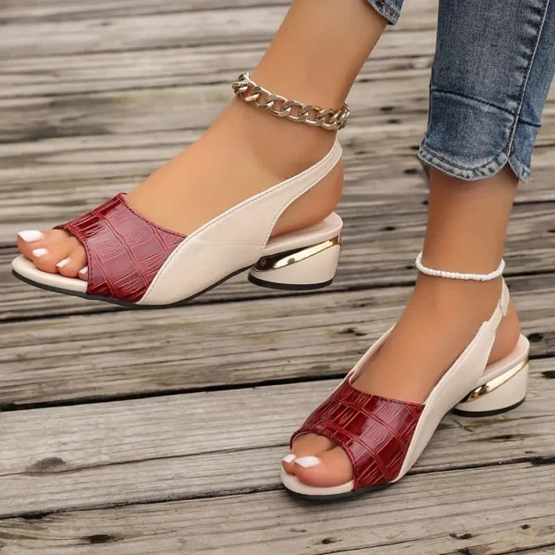 Women's comfortable slip-on slingback sandals with stylish croc texture and a practical low heel.